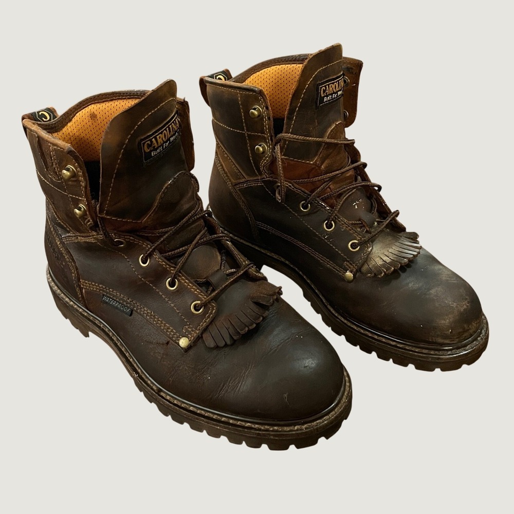Carolina Mens 6in Waterproof Leather Work Boots Brown Kiltie CA7028 10.5 4E EH